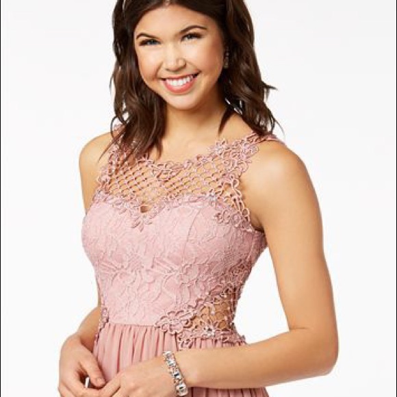Blush Pink Long Formal Beaded Dress - Picture 2 of 6